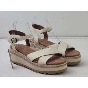 TOMS Noelani Gold Natural Platform Wedge Sandals NWT Women's Sz 10